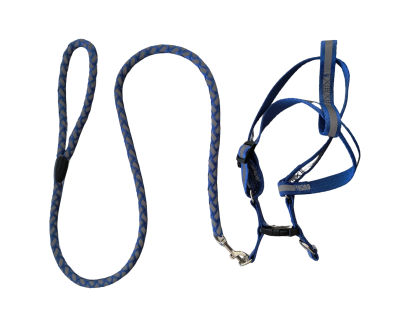 PlayMe к-т нагръдник с повод въже S неон син