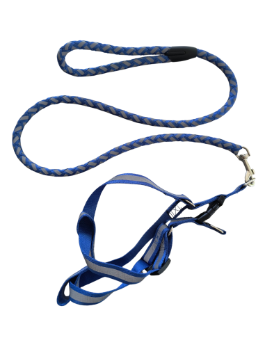 PlayMe к-т нагръдник с повод въже М неон син