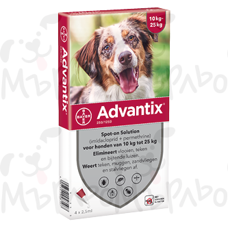Адвантикс спот-он куче до 25 кг 4 пипети  Адвантикс спот-он за кучета до 25 кг