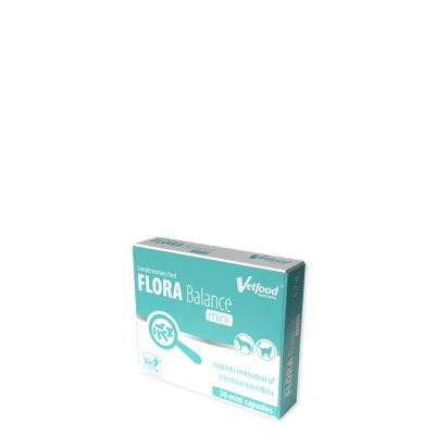 Flora balance mini 30 caps. пробиотик и пребиотик за кучета и котки до 5 кг. телесно