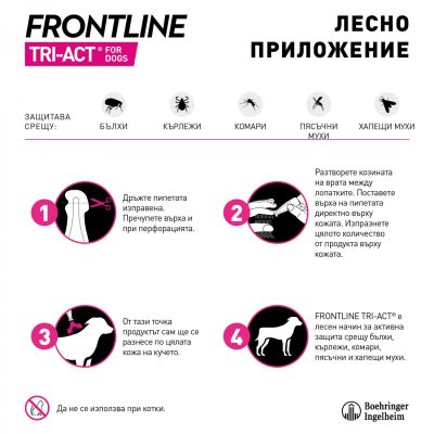 Frontline Tri-Act / Фровтлайн три акт   Пипети за външно обезпаразитяване на кучета  40 - 60 кг